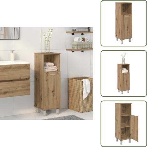 The Living Store Armario de baño madera contrachapada roble artisan 30x30x95 cm - Armario de baño madera