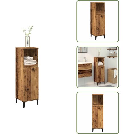 The Living Store Armario de baño madera de ingeniería envejecida 30x30x100 cm - Armario de baño madera