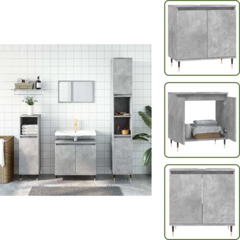 The Living Store Armario de baño madera de ingeniería gris hormigón 58x33x60 cm - Armario de baño gris hormigón