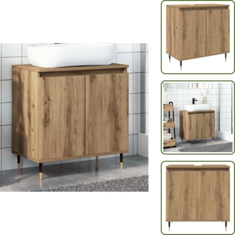 The Living Store Armario de baño madera de ingeniería roble artisan 58x33x60 cm - Armario de baño de madera