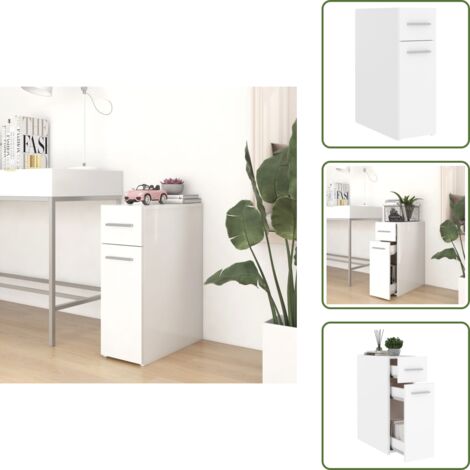 The Living Store Armario de boticario madera contrachapada blanco 20x45,5x60 cm - Armario de almacenamiento