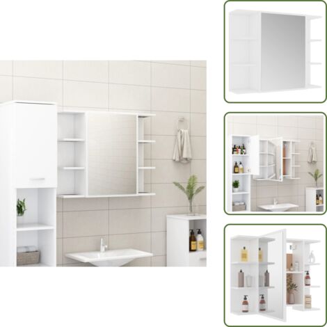 The Living Store Armario de espejo de baño madera contrachapada 80x20,5x64 cm - Armario con espejo