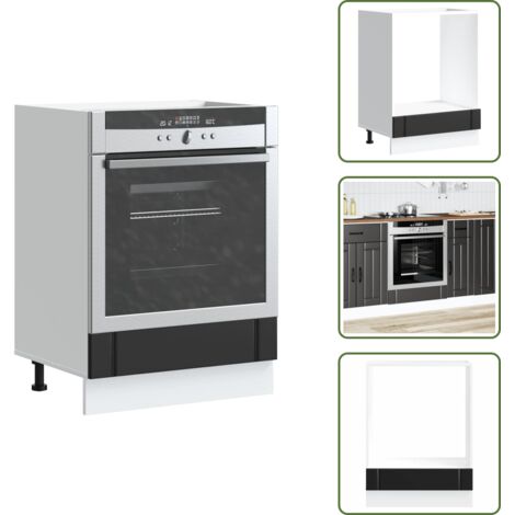 The Living Store Armario de horno Lucca negra madera reconstituida - Mueble de cocina