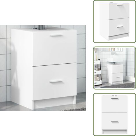 The Living Store Armario de lavabo madera de ingeniería blanco 40x37x59 cm - Armario de lavabo