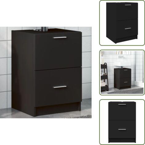 The Living Store Armario de lavabo madera de ingeniería negro 40x37x59 cm - Armario de lavabo