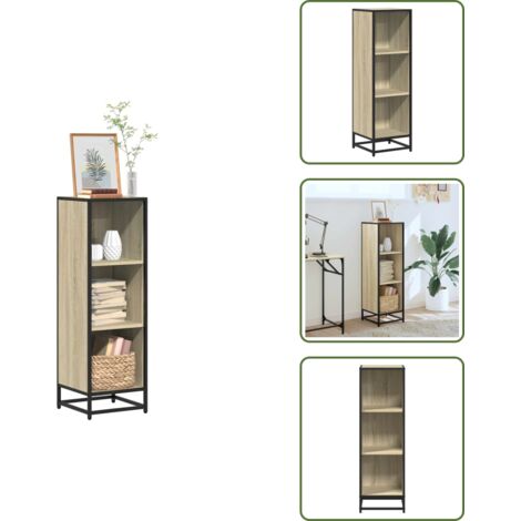 The Living Store Armario de libros contrachapada color roble 33,5x33x107,5 cm - Estantería de madera