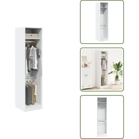 The Living Store Armario de madera contrachapada blanco 50x50x200 cm - Armario de pasillo