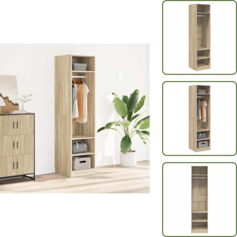 The Living Store Armario de madera contrachapada color roble 50x50x200 cm - Armario ropero