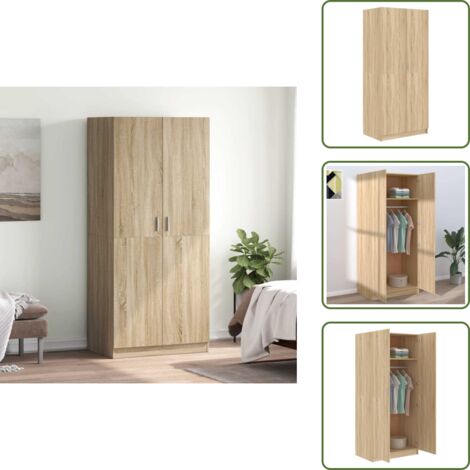 The Living Store Armario de madera contrachapada roble Sonoma 80x52x180 cm - Armario ropero