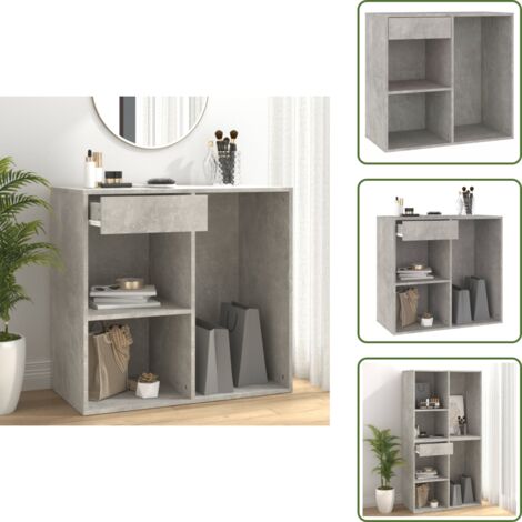 The Living Store Armario de maquillaje madera gris hormigón 80x40x75cm - Armario de belleza