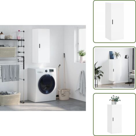 The Living Store Armario de pared blanco 34,5x34x90 cm - Armario blanco