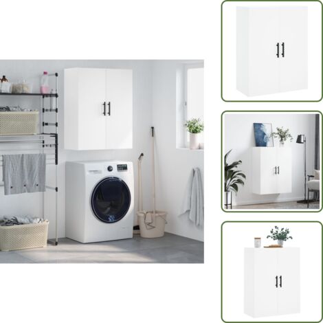 The Living Store Armario de pared blanco 69,5x34x90 cm - Armario blanco