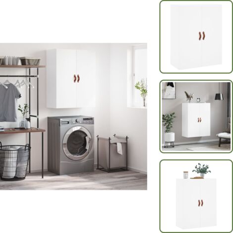 The Living Store Armario de pared blanco 69,5x34x90 cm - Armario blanco