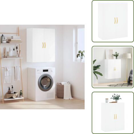 The Living Store Armario de pared blanco 69,5x34x90 cm - Armario blanco