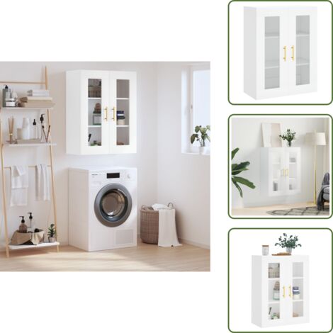 The Living Store Armario de pared blanco 69,5x34x90 cm - Armario blanco