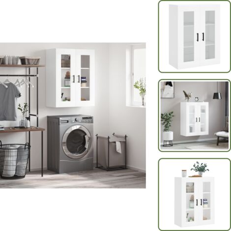 The Living Store Armario de pared blanco 69,5x34x90 cm - Armario blanco