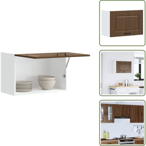 The Living Store Armario de pared cocina Kalmar madera ingeniería roble marrón - Armario de pared