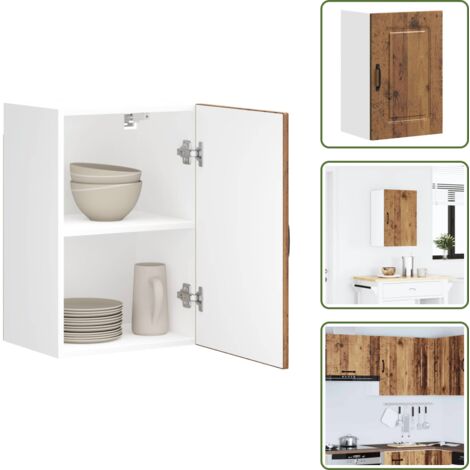 The Living Store Armario de pared cocina Kalmar madera vieja madera ingeniería - Armario de pared