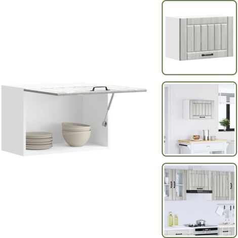 The Living Store Armario de pared cocina Lucca madera contrachapada gris sonoma - Armario de pared cocina