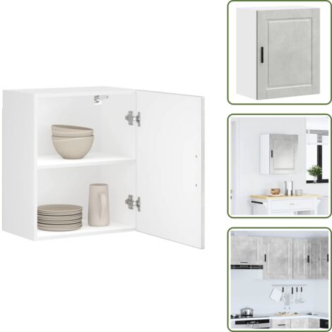 The Living Store Armario de pared cocina Porto madera ingeniería gris hormigón - Armario de pared