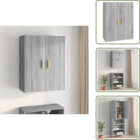 The Living Store Armario de pared colgante gris Sonoma 69,5x34x90 cm - Armario de pared
