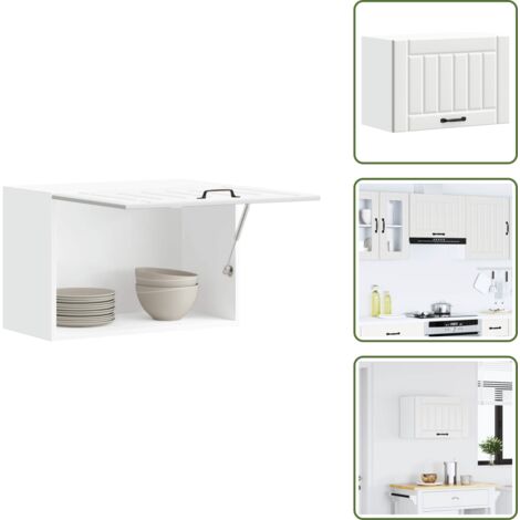 The Living Store Armario de pared de cocina Lucca madera ingeniería blanca - Armario de pared