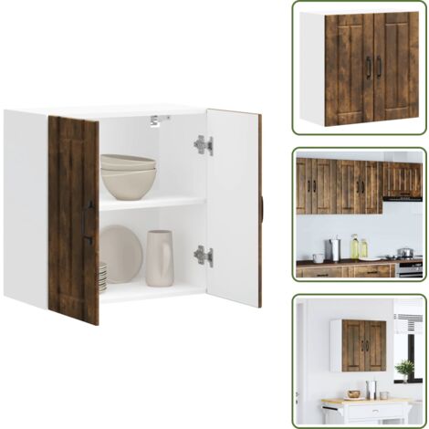 The Living Store Armario de pared de cocina Lucca roble ahumado - Armario de pared