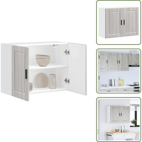 The Living Store Armario de pared de cocina Porto gris sonoma madera ingeniería - Armario de pared