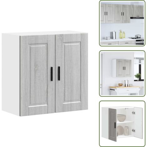 The Living Store Armario de pared de cocina Porto gris sonoma madera ingeniería - Armario de pared