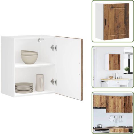 The Living Store Armario de pared de cocina Porto madera vieja madera ingeniería - Armario de pared