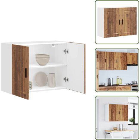 The Living Store Armario de pared de cocina Porto madera vieja madera ingeniería - Armario de pared