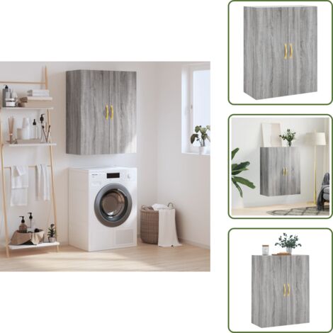 The Living Store Armario de pared gris Sonoma 69,5x34x90 cm - Armario colgante