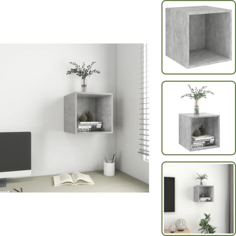 The Living Store Armario de pared madera contrachapada gris hormigón 37x37x37 cm - Armario colgante