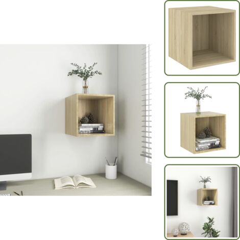 The Living Store Armario de pared madera contrachapada roble sonoma 37x37x37 cm - Armario colgante