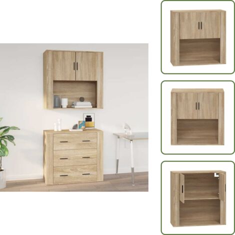 The Living Store Armario de pared madera contrachapada roble sonoma 80x33x80 cm - Armario colgante