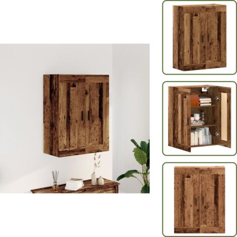 The Living Store Armario de pared madera de ingeniería envejecida 69,5x34x90 cm - Armario de madera