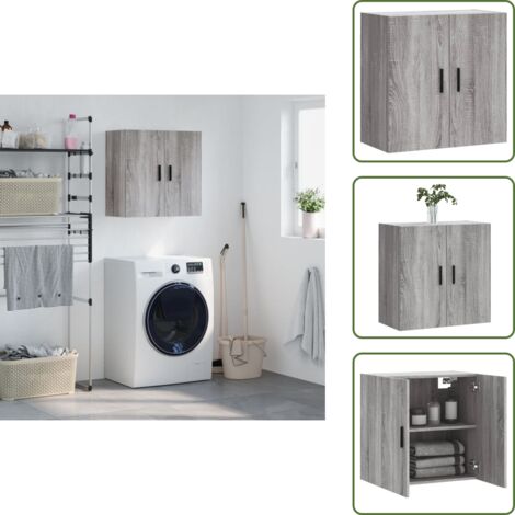 The Living Store Armario de pared madera de ingeniería gris Sonoma 60x31x60 cm - Armario de madera