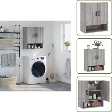 The Living Store Armario de pared madera de ingeniería gris Sonoma 60x31x70 cm - Armario de madera