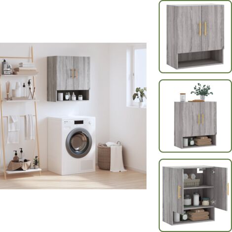 The Living Store Armario de pared madera de ingeniería gris Sonoma 60x31x70 cm - Armario de madera