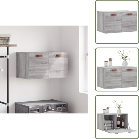 The Living Store Armario de pared madera de ingeniería gris Sonoma 60x36,5x35 cm - Armario de madera