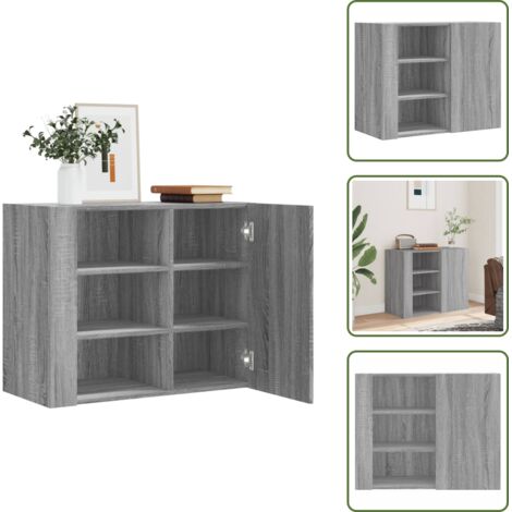 The Living Store Armario de pared madera de ingeniería gris Sonoma 75x35x60 cm - Armario de madera