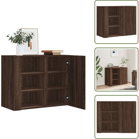 The Living Store Armario de pared madera de ingeniería marrón roble 75x35x60 cm - Armario de madera