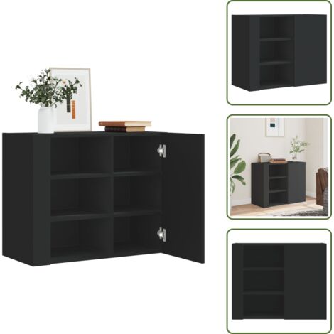 The Living Store Armario de pared madera de ingeniería negro 75x35x60 cm - Armario de madera