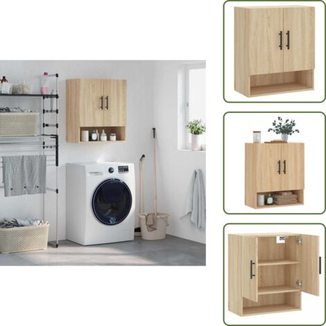 The Living Store Armario de pared madera de ingeniería roble Sonoma 60x31x70 cm - Armario de madera