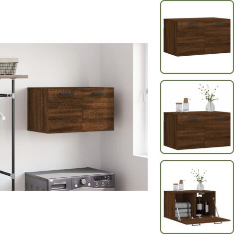The Living Store Armario de pared madera ingeniería marrón roble 60x36,5x35 cm - Armario de madera