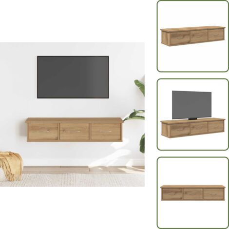 The Living Store Armario de pared madera ingeniería roble artisan 88x26x18,5 cm - Armario de TV