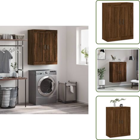 The Living Store Armario de pared madera ingeniería roble marrón 69,5x34x90 cm - Armario de madera