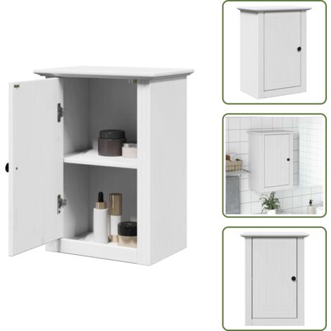 The Living Store Armario de pared para baño BODO blanco 44x30x60 cm - Armario de pared