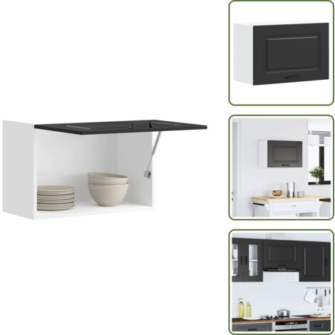 The Living Store Armario de pared para cocina Kalmar madera de ingeniería negra - Armario de pared