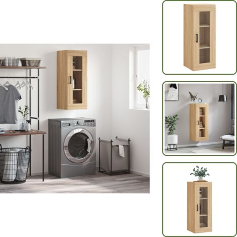The Living Store Armario de pared roble Sonoma 34,5x34x90 cm - Armario de madera